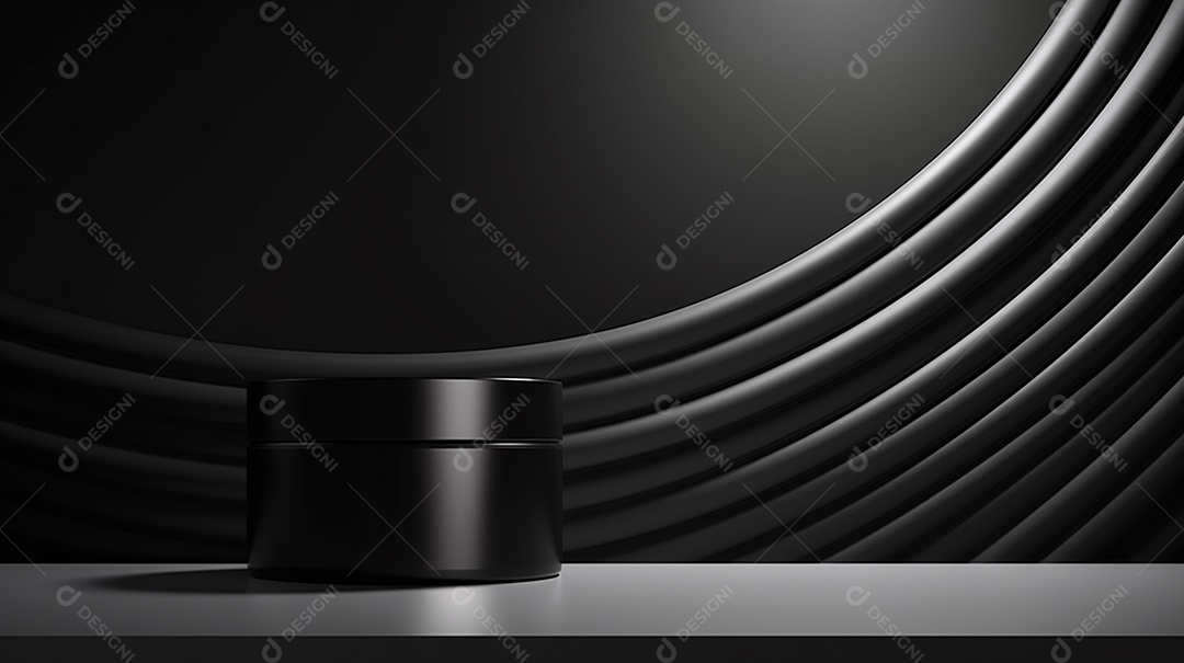 Renderização 3D do fundo preto do produto para cosméticos cremosos Fundo prateado moderno do pódio