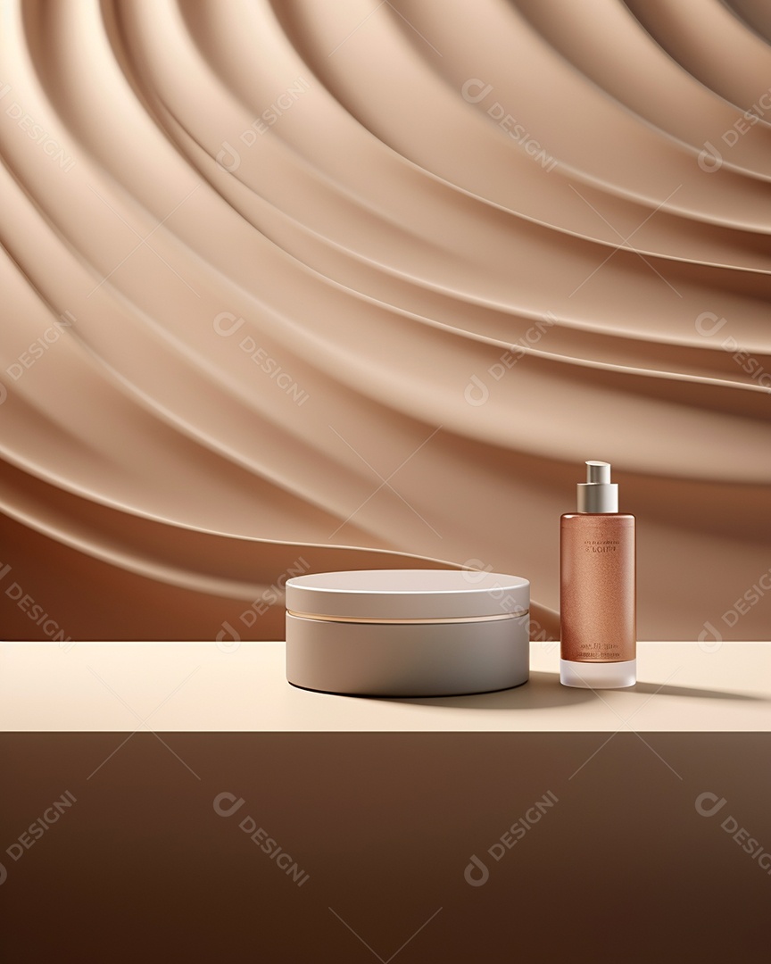 Renderização 3D do fundo amarelo do produto para cosméticos em creme Fundo moderno do pódio