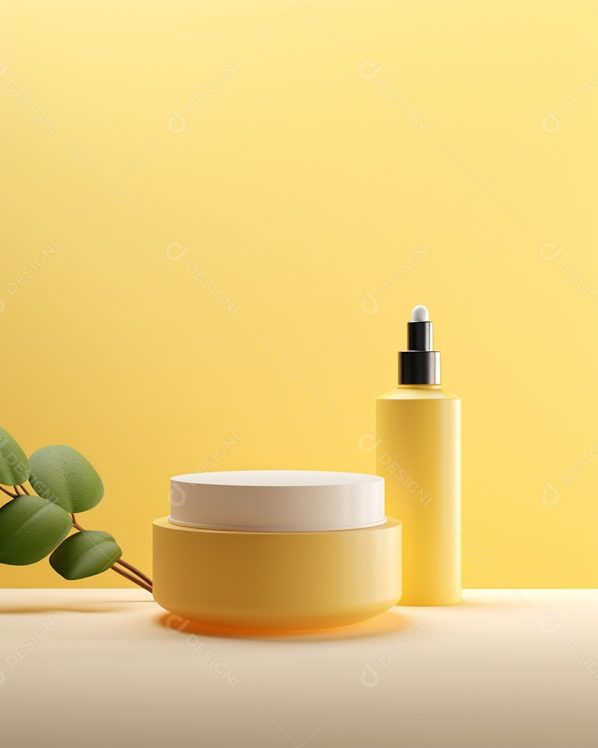 Renderização 3D do fundo preto do produto para cosméticos cremosos Fundo moderno do pódio dourado