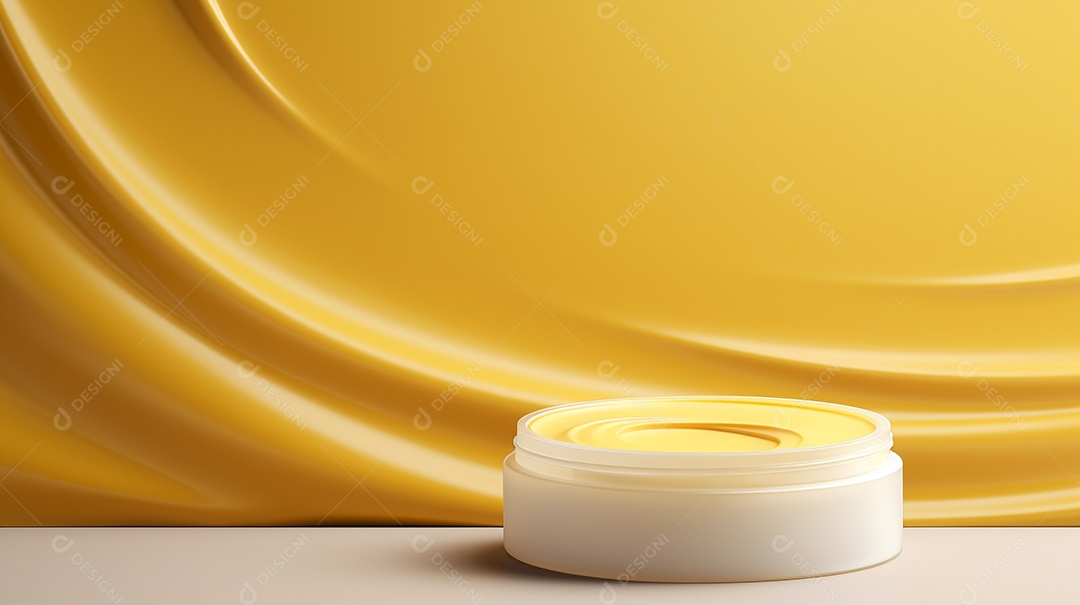Renderização 3D do fundo preto do produto para cosméticos cremosos Fundo moderno do pódio dourado