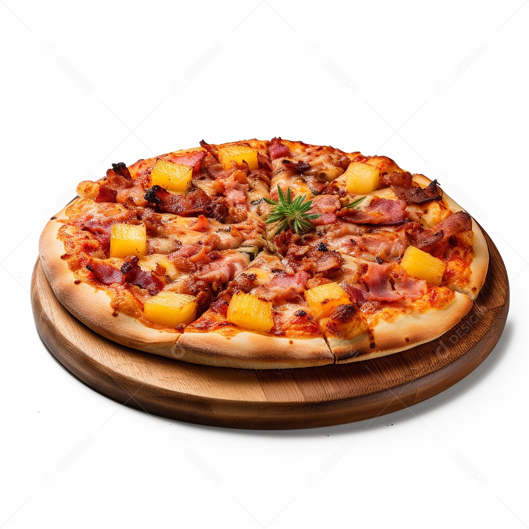 Pizza deliciosa assada sobre fundo isolado