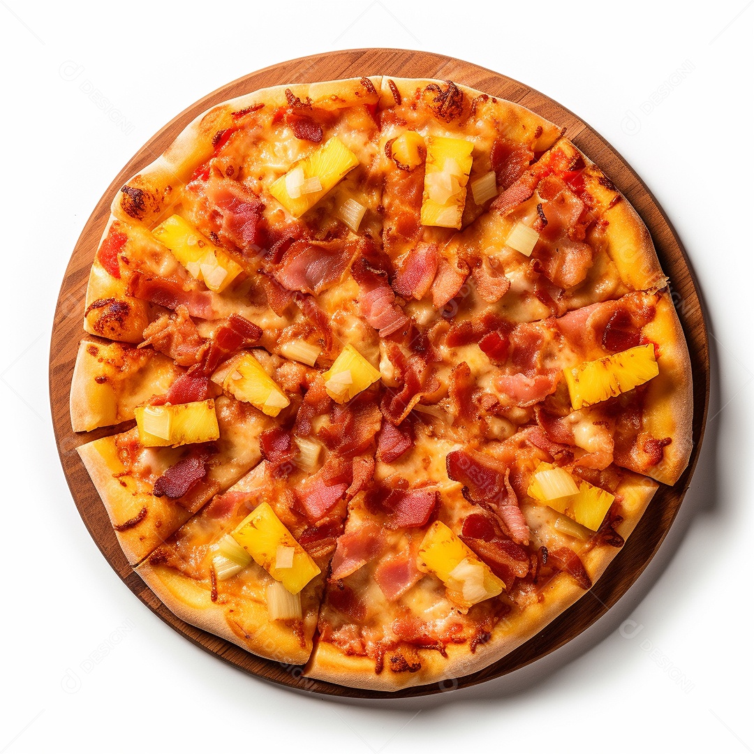 Pizza deliciosa assada sobre fundo isolado