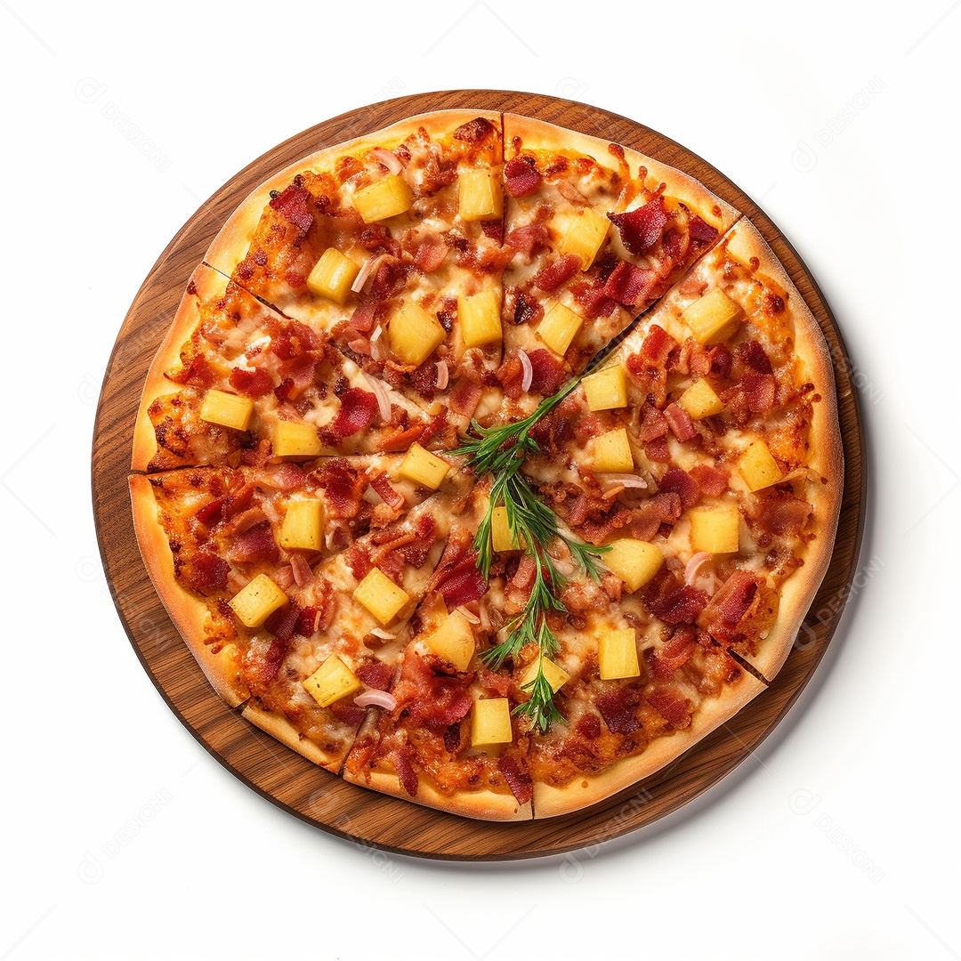 Pizza deliciosa assada sobre fundo isolado