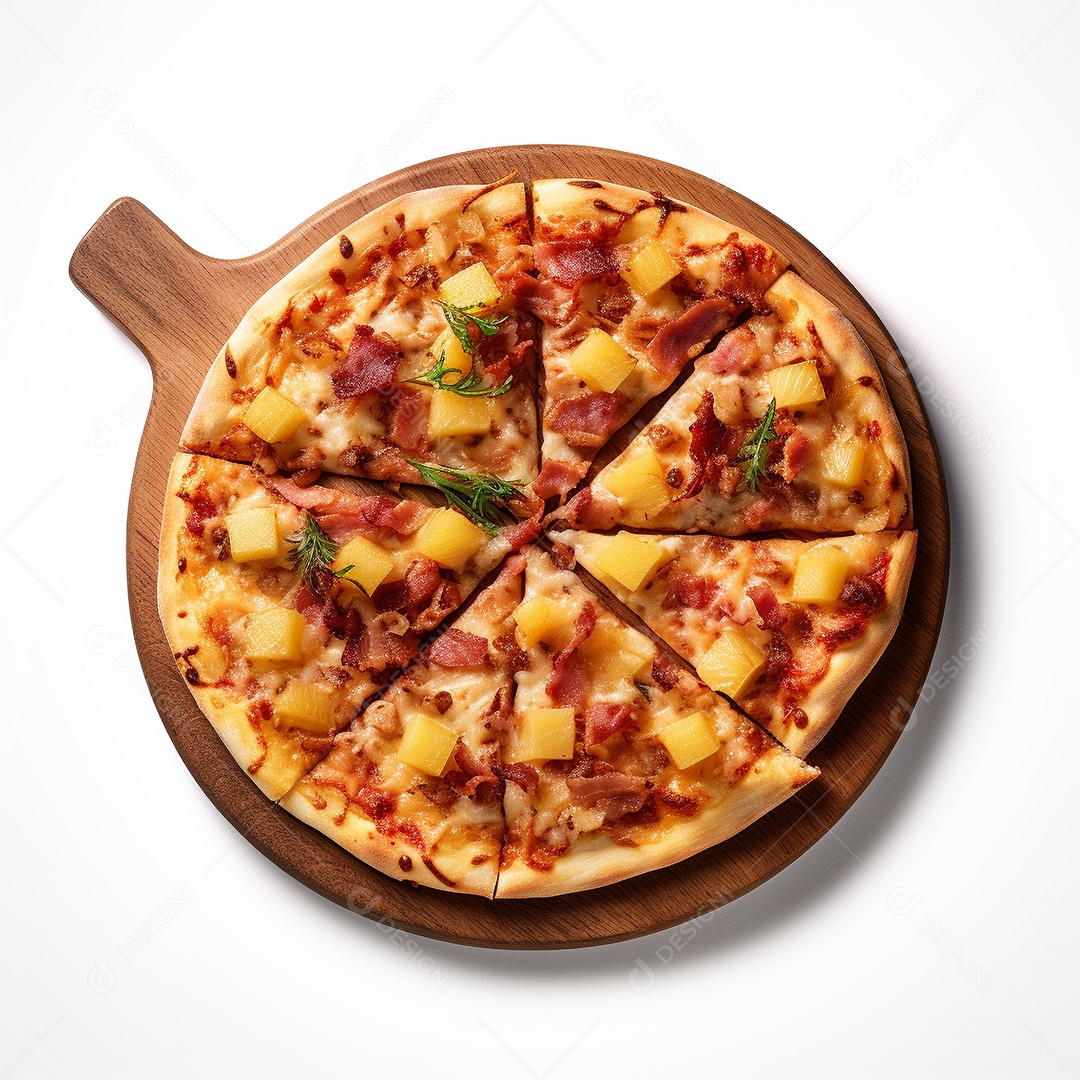 Pizza deliciosa assada sobre fundo isolado