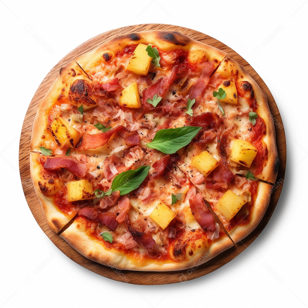 Pizza deliciosa assada sobre fundo isolado