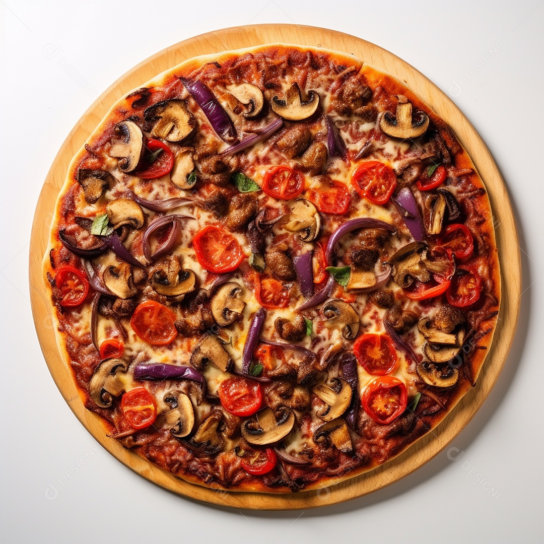 Pizza deliciosa assada sobre fundo isolado