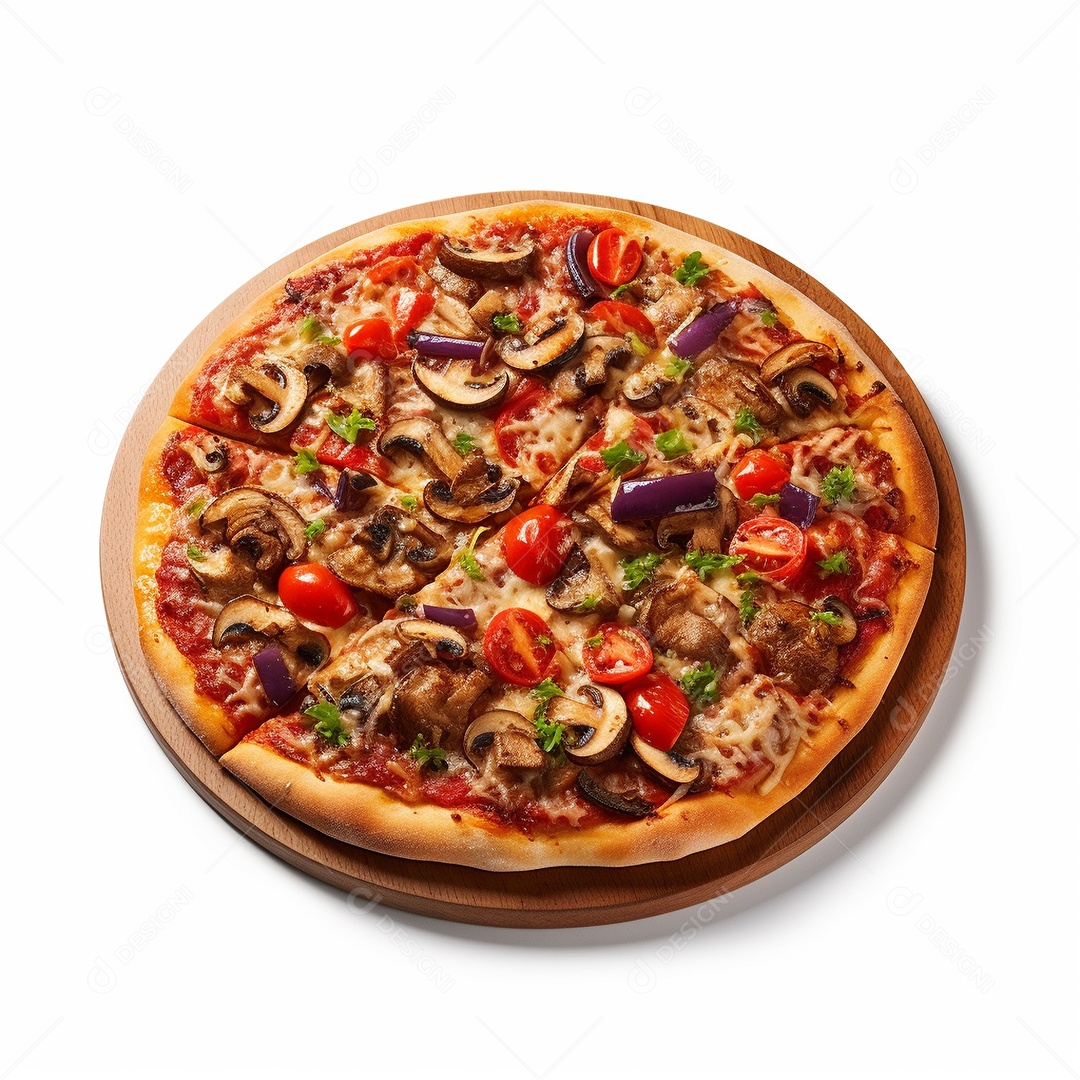 Pizza deliciosa assada sobre fundo isolado