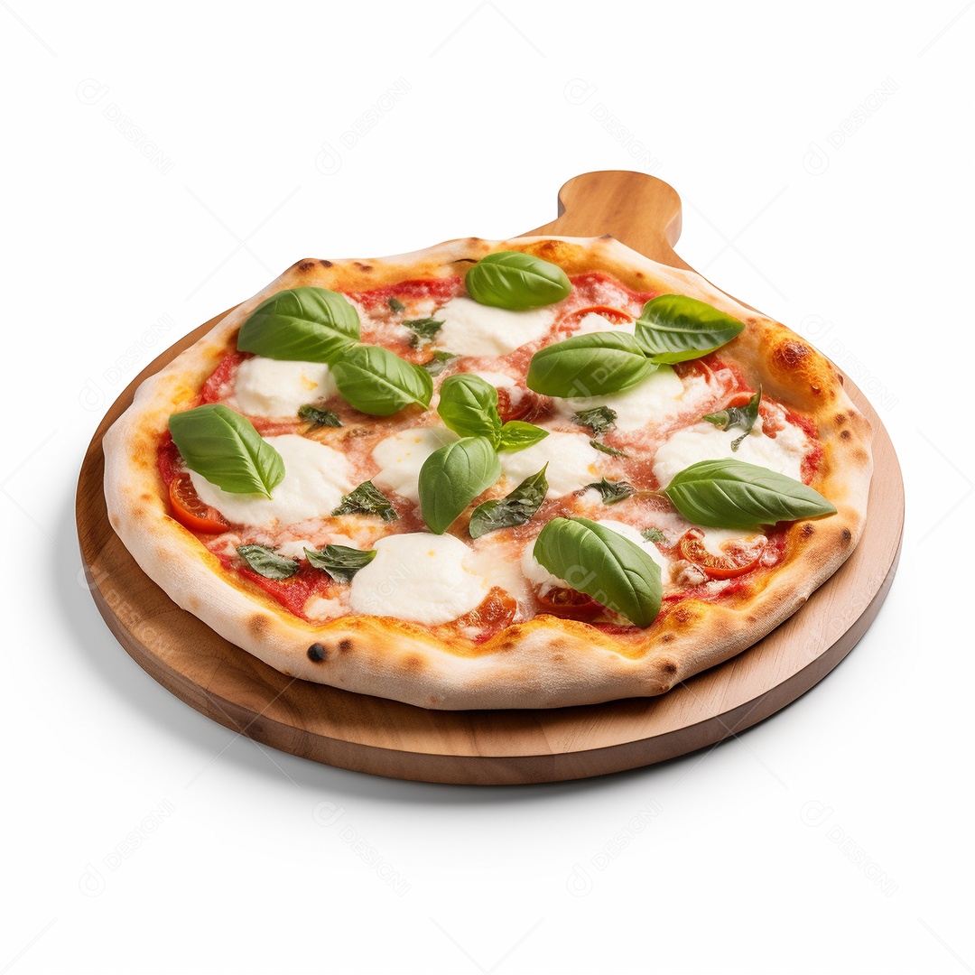 Pizza deliciosa assada sobre fundo isolado