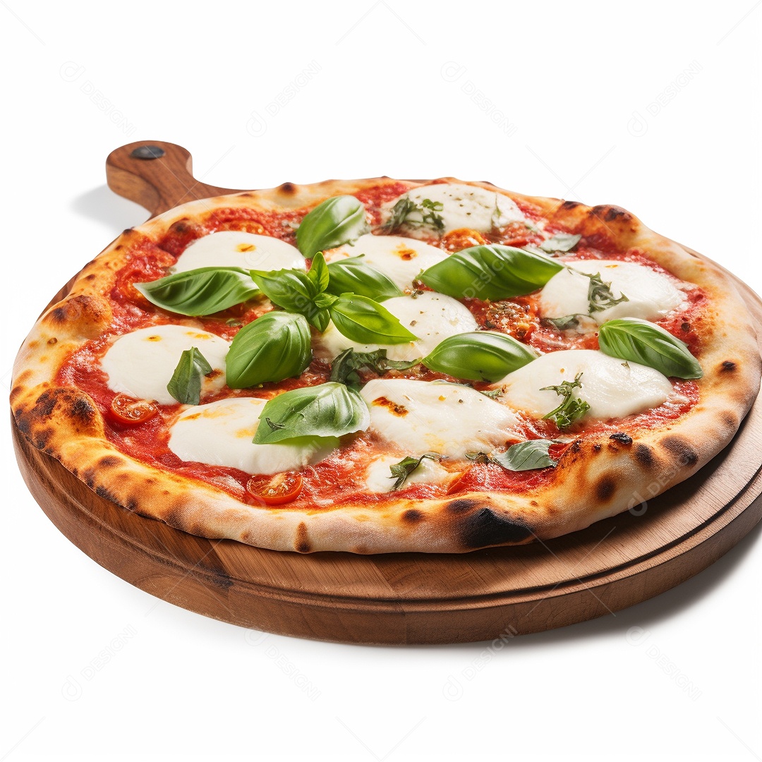 Pizza deliciosa assada sobre fundo isolado