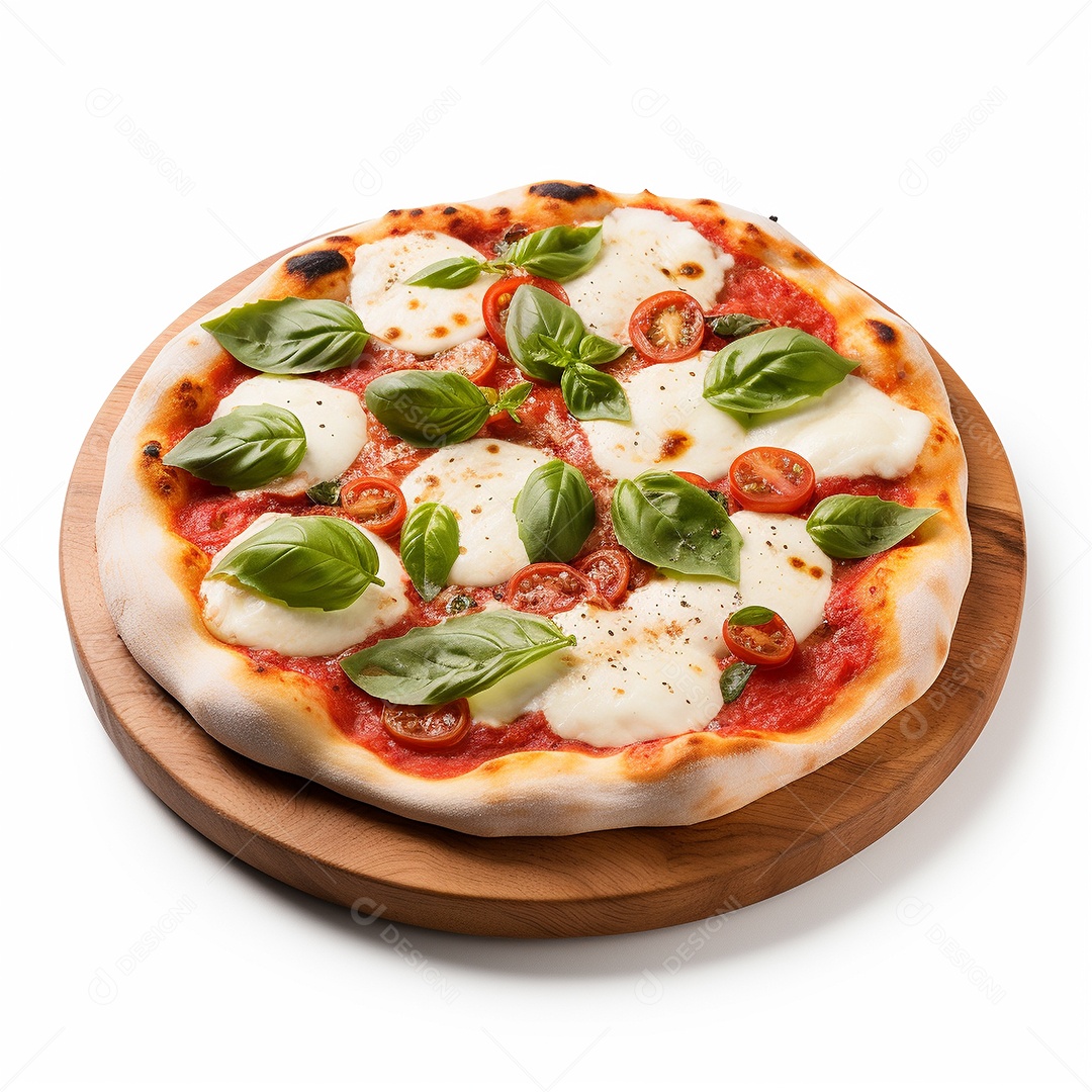 Pizza deliciosa assada sobre fundo isolado