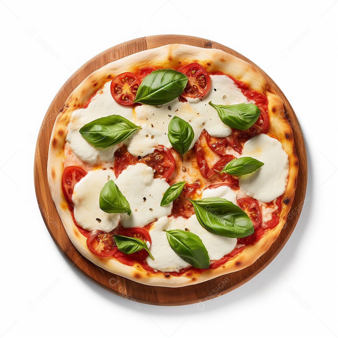 Pizza deliciosa assada sobre fundo isolado