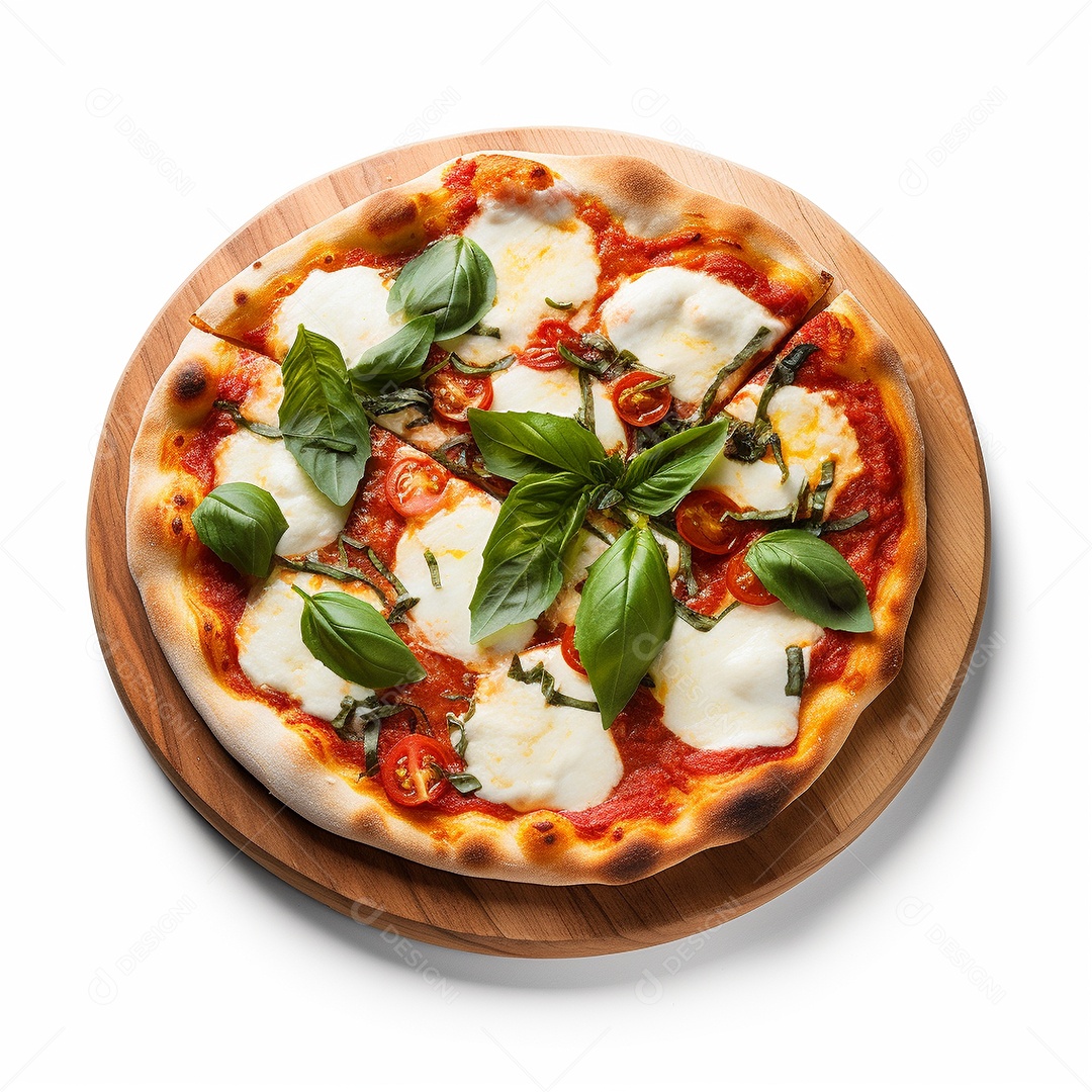 Pizza deliciosa assada sobre fundo isolado