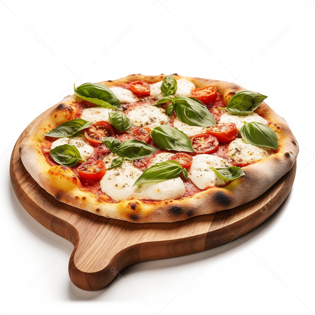 Pizza deliciosa assada sobre fundo isolado