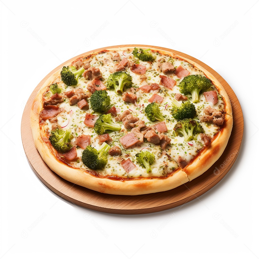 Pizza deliciosa assada sobre fundo isolado