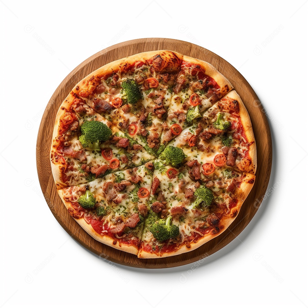 Pizza deliciosa assada sobre fundo isolado