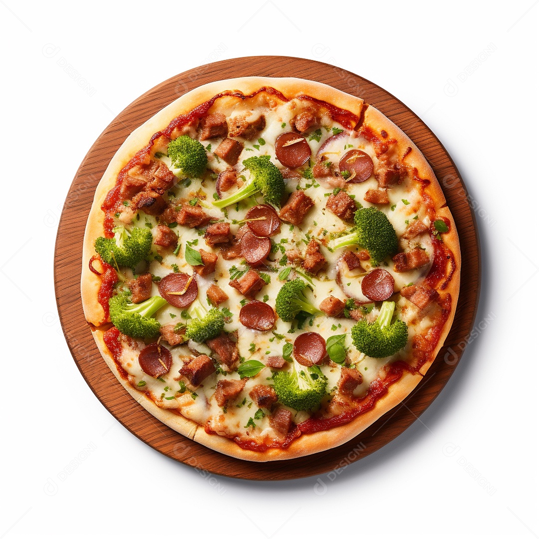 Pizza deliciosa assada sobre fundo isolado