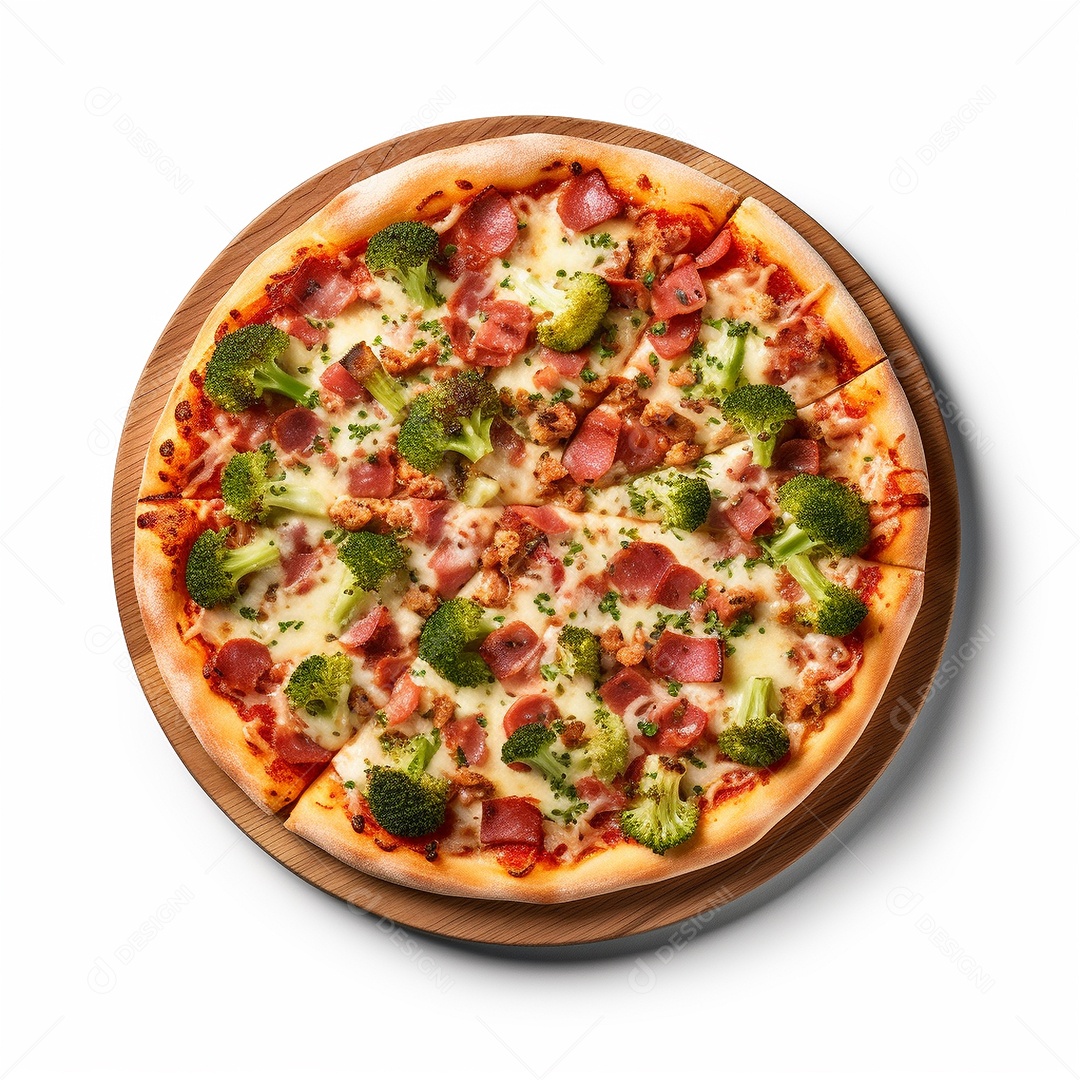 Pizza deliciosa assada sobre fundo isolado