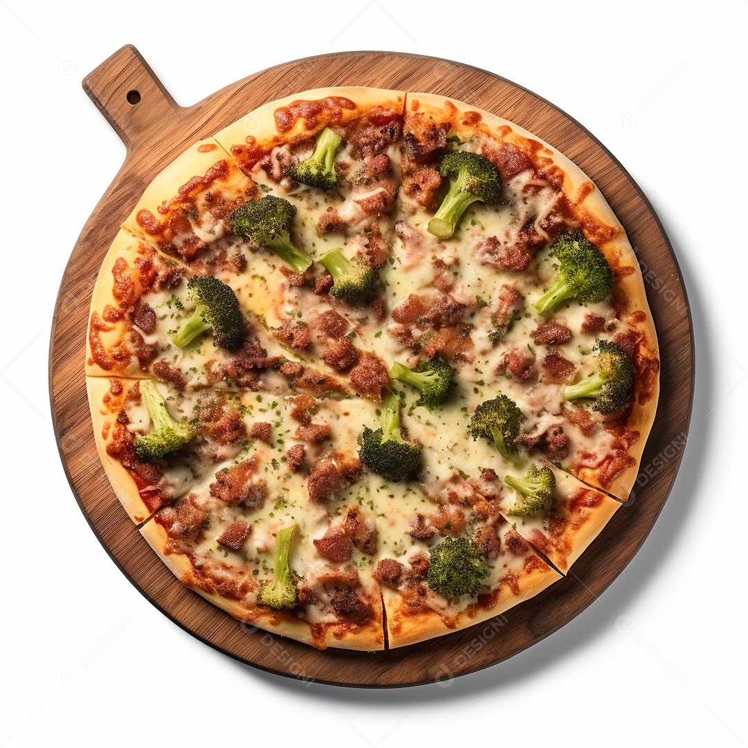 Pizza deliciosa assada sobre fundo isolado