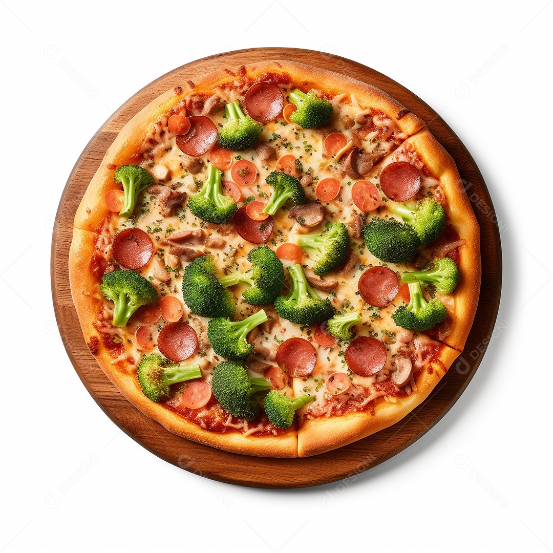 Pizza deliciosa assada sobre fundo isolado