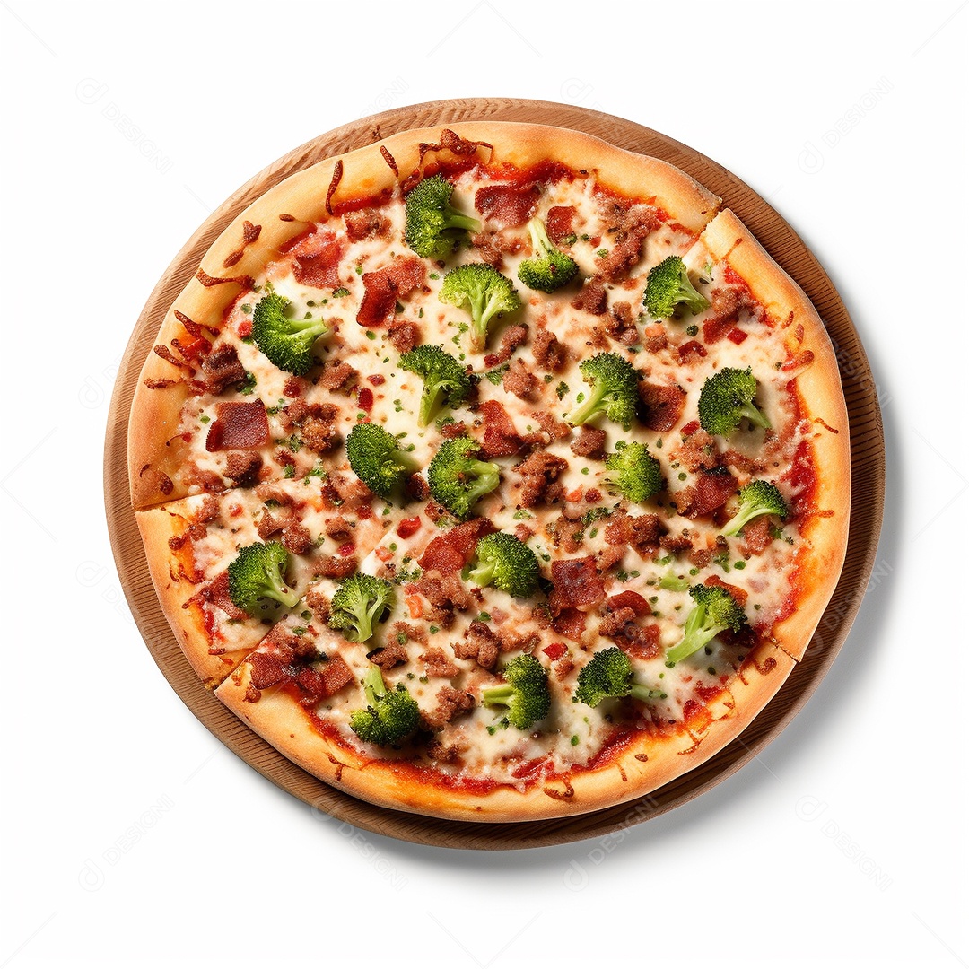 Pizza deliciosa assada sobre fundo isolado