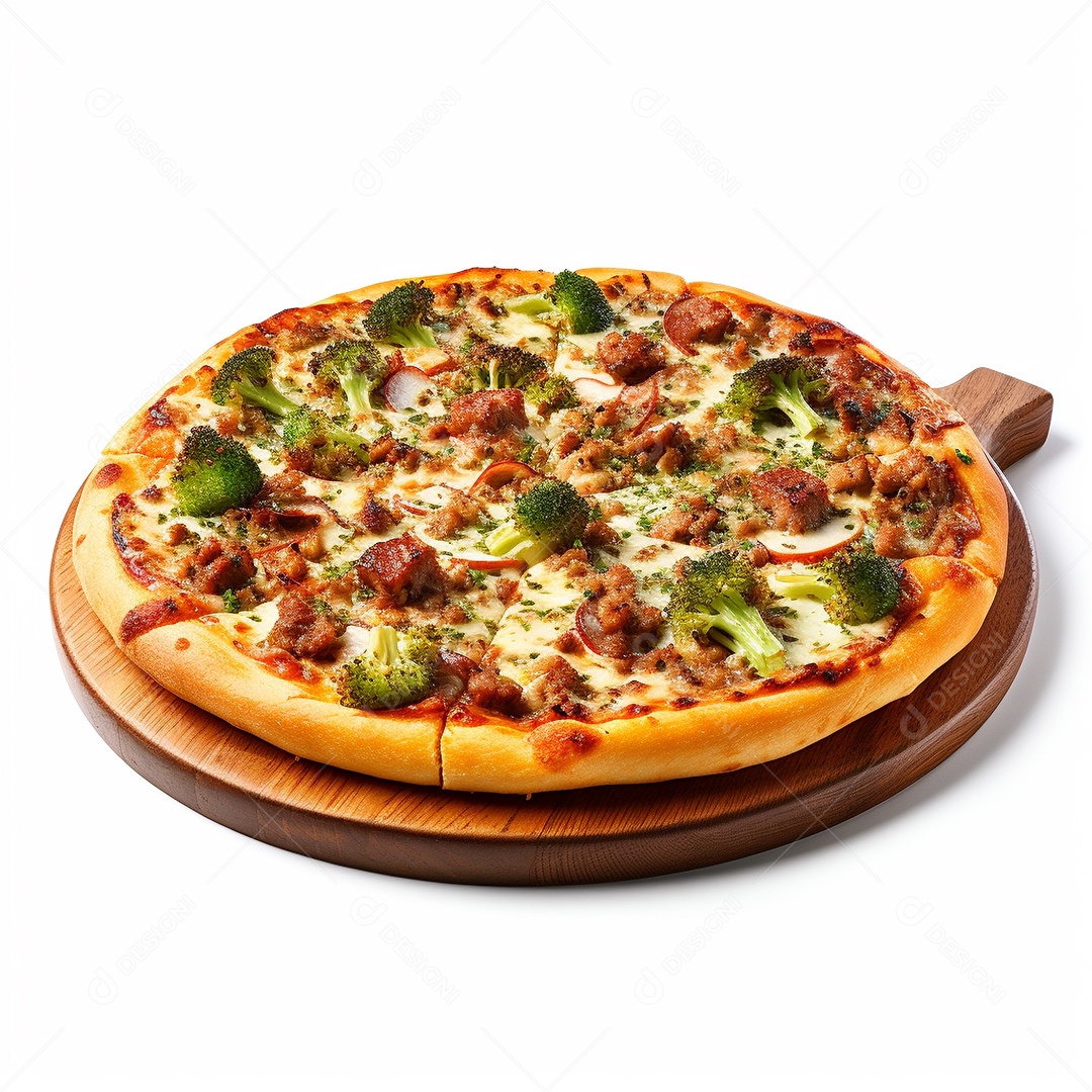 Pizza deliciosa assada sobre fundo isolado