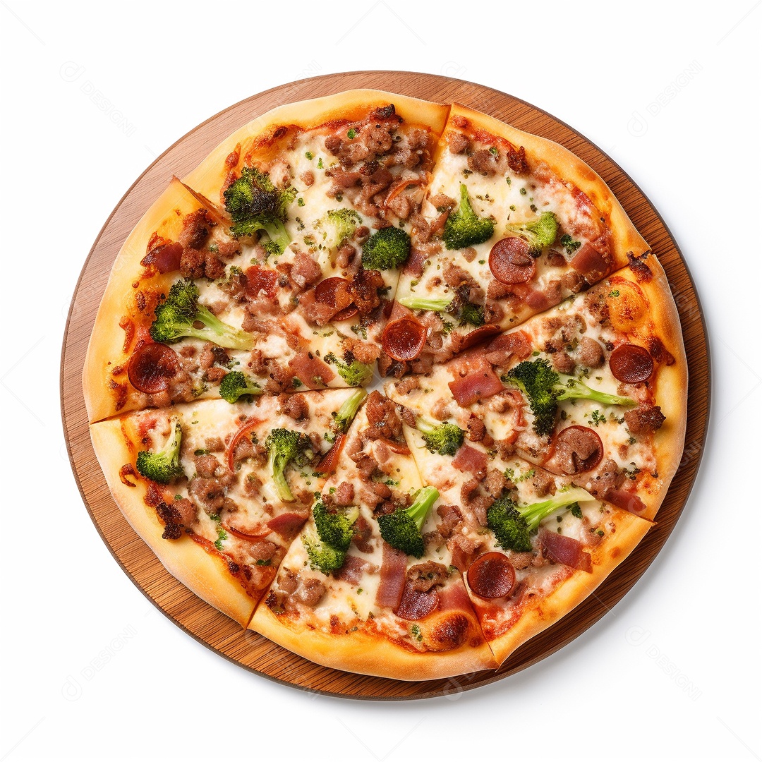 Pizza deliciosa assada sobre fundo isolado