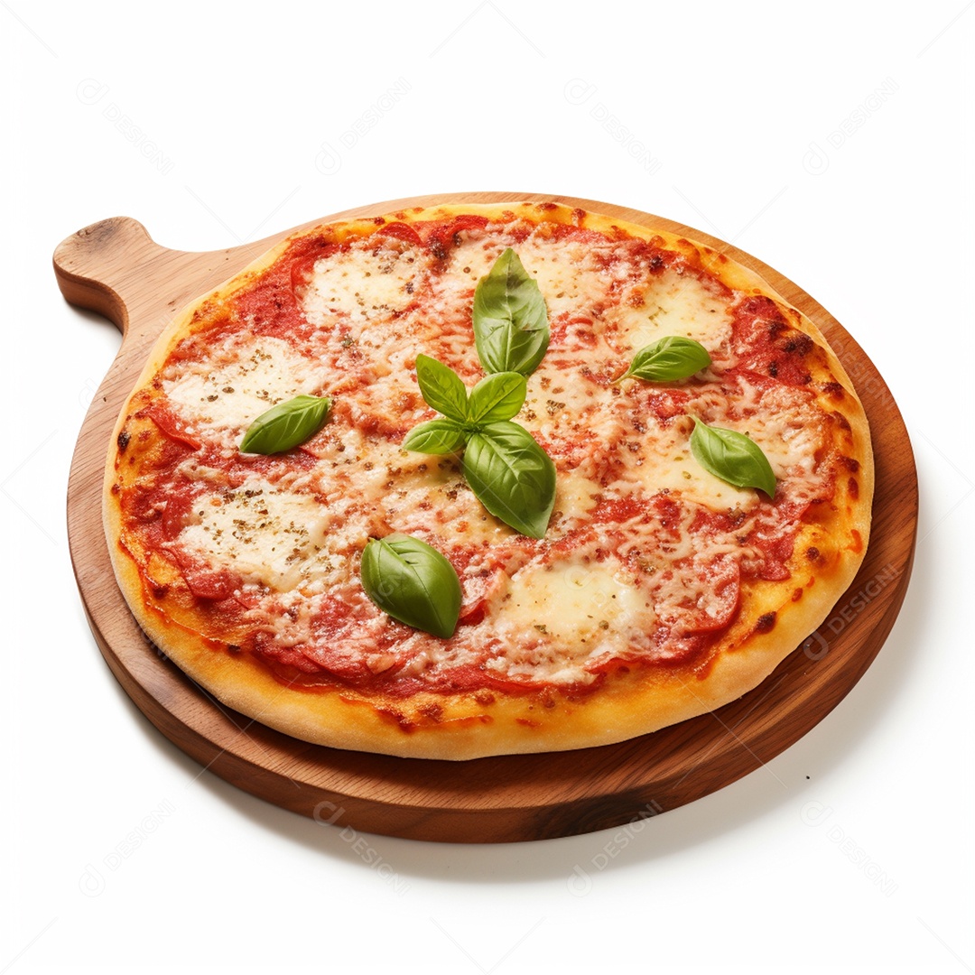 Pizza deliciosa assada sobre fundo isolado