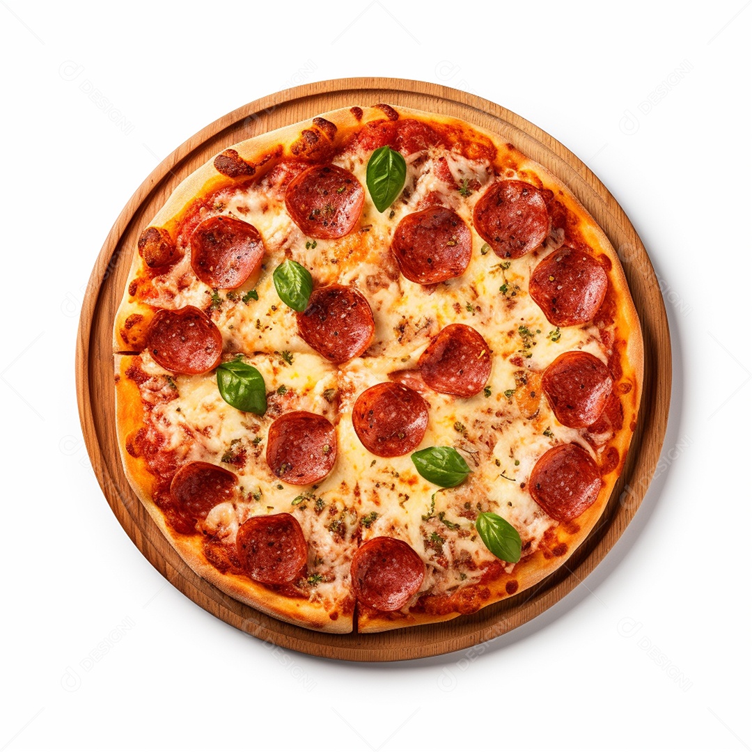 Pizza deliciosa assada sobre fundo isolado