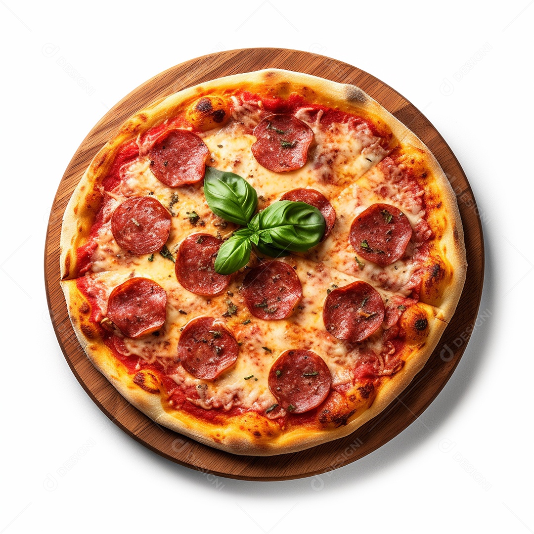 Pizza deliciosa assada sobre fundo isolado