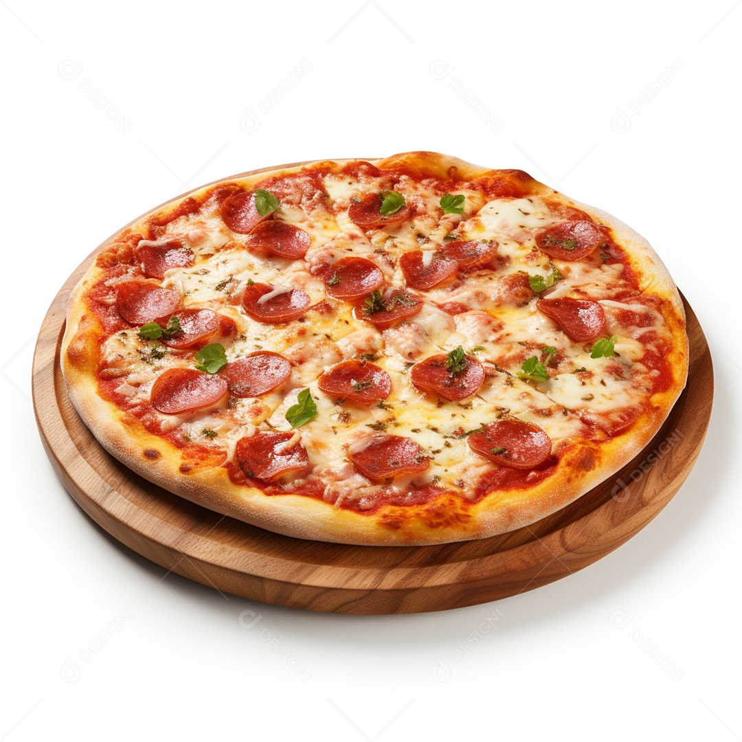 Pizza deliciosa assada sobre fundo isolado