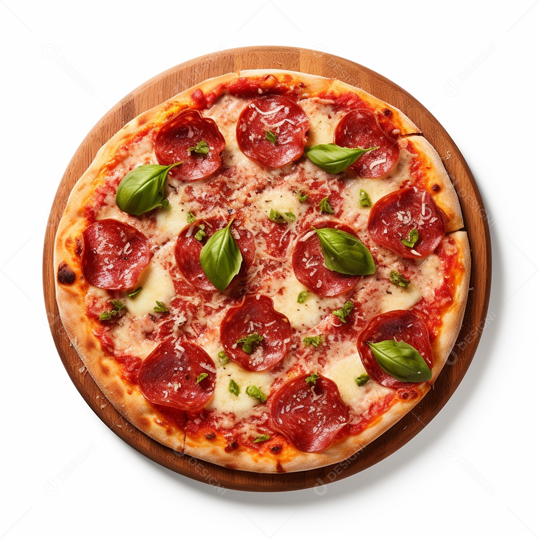 Pizza deliciosa assada sobre fundo isolado