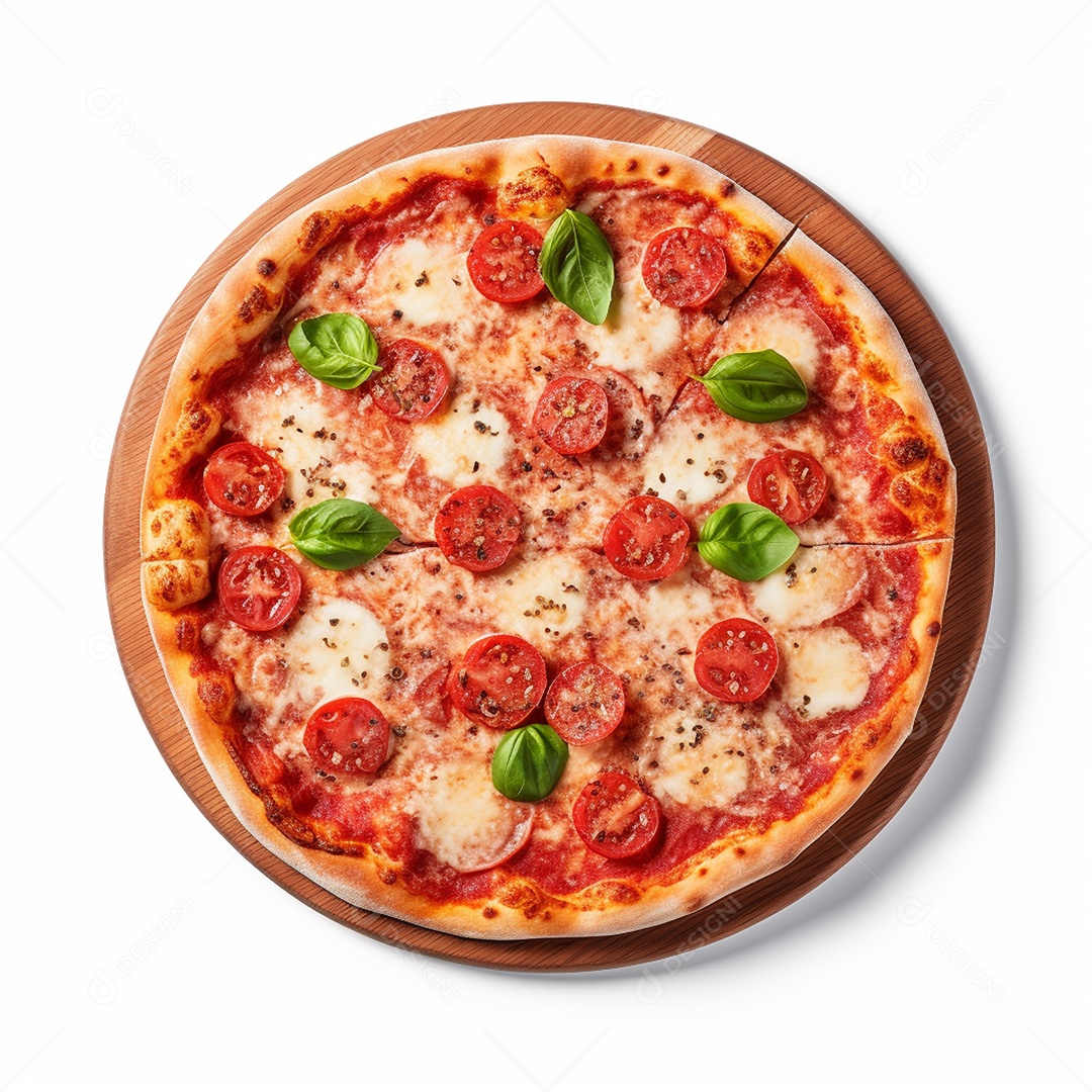 Pizza deliciosa assada sobre fundo isolado