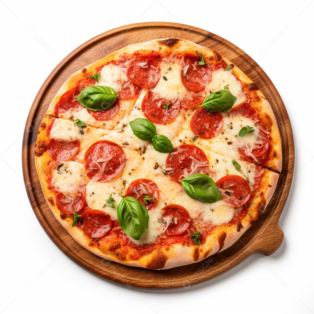 Pizza deliciosa assada sobre fundo isolado