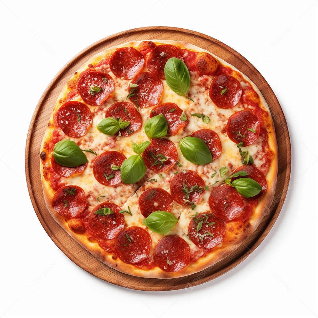 Pizza deliciosa assada sobre fundo isolado