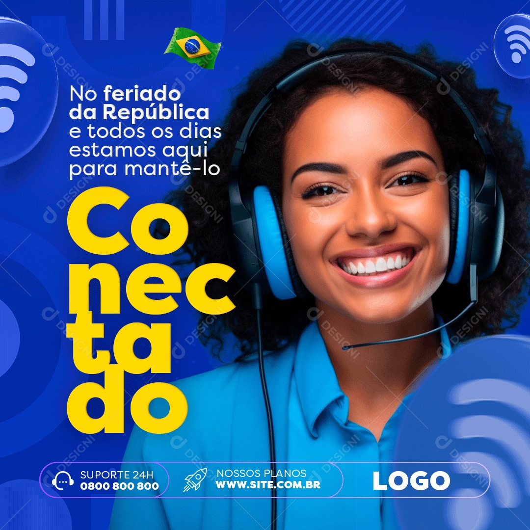 Feriado Da República Mantê-lo Conectado Internet Social Media PSD Editável