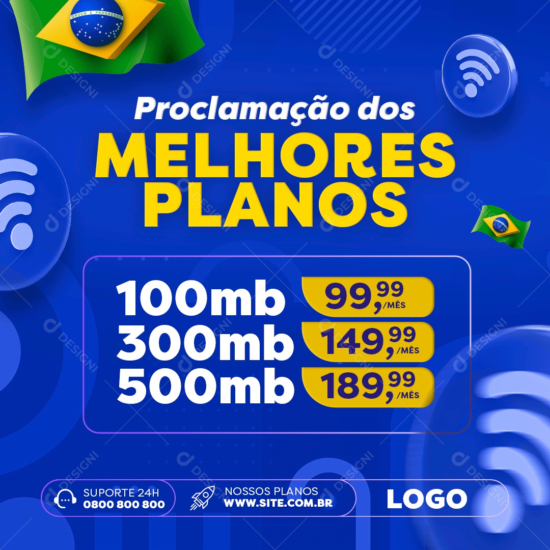 Social Media Proclamação Dos Melhores Planos Internet PSD Editável