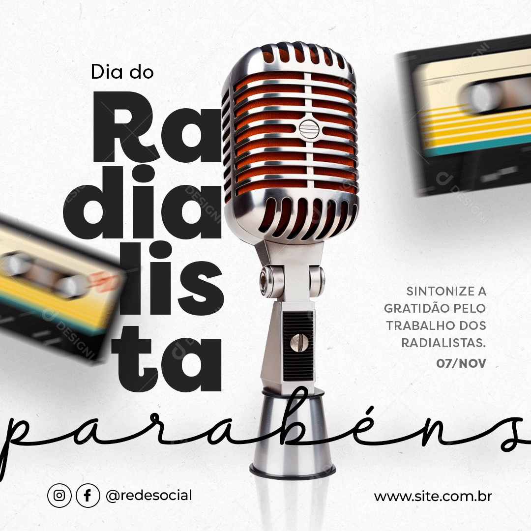 Social Media Dia Do Radialista Parábens PSD Editável