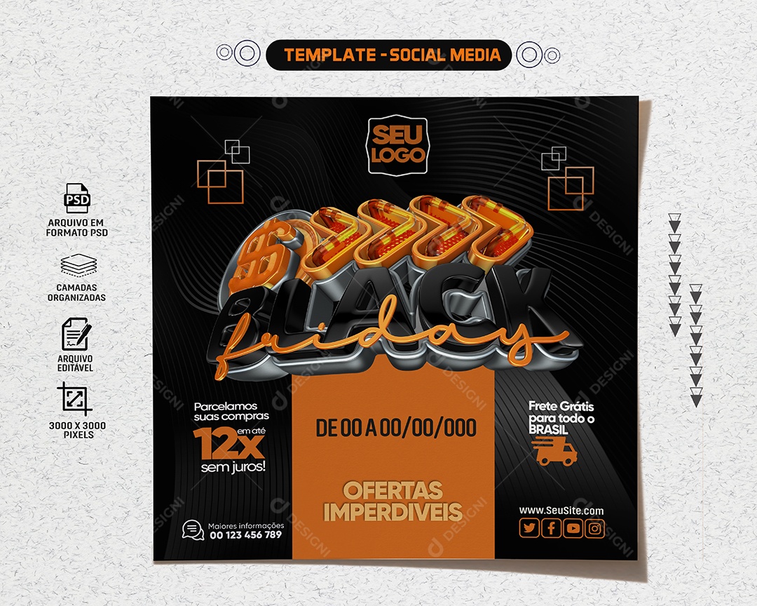 Social Media Feed Black Friday Ofertas Imperdiveis PSD Editável