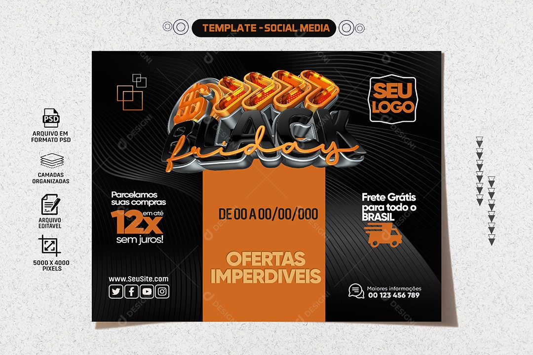 Banner Ofertas Imperdiveis Black Friday Social Media PSD Editável