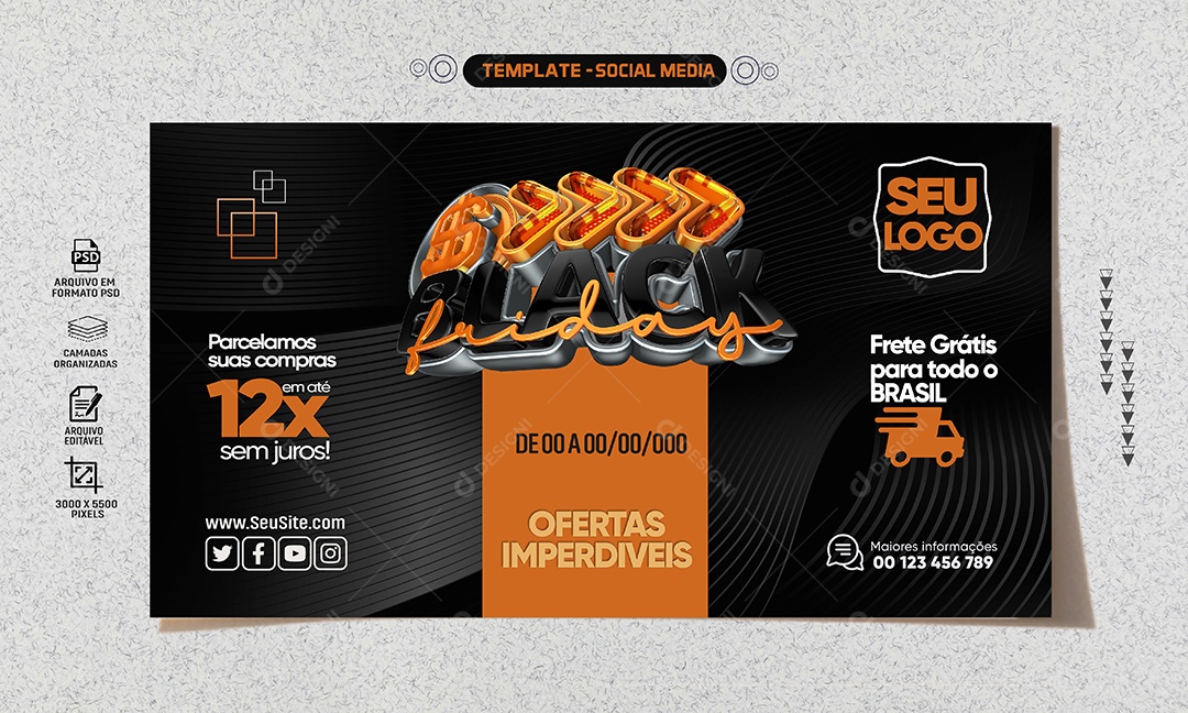 Social Media Banner Black Friday Ofertas Imperdiveis PSD Editável