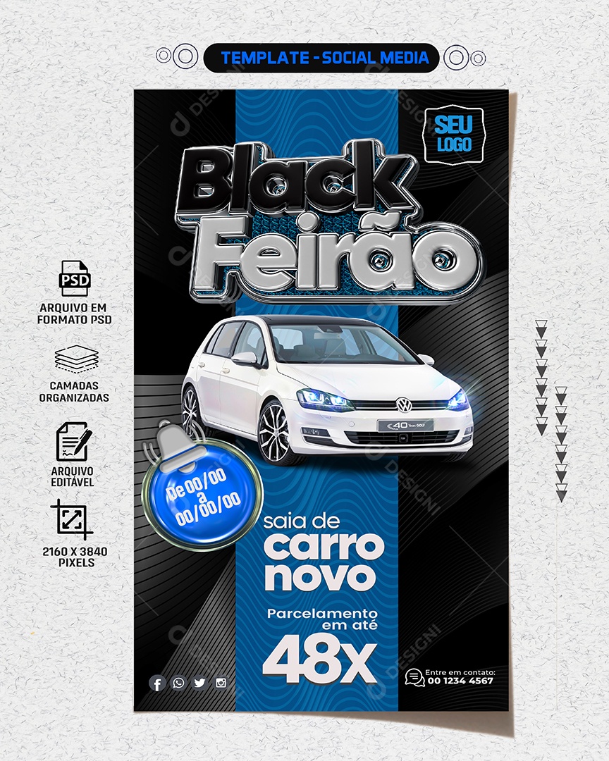 Social Media Story Black Feirão Saia De Carro Novo PSD Editável