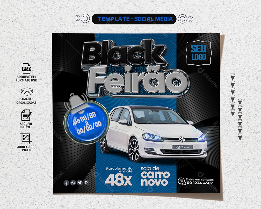 Feed Black Feirão Saia De Carro Novo Social Media PSD Editável