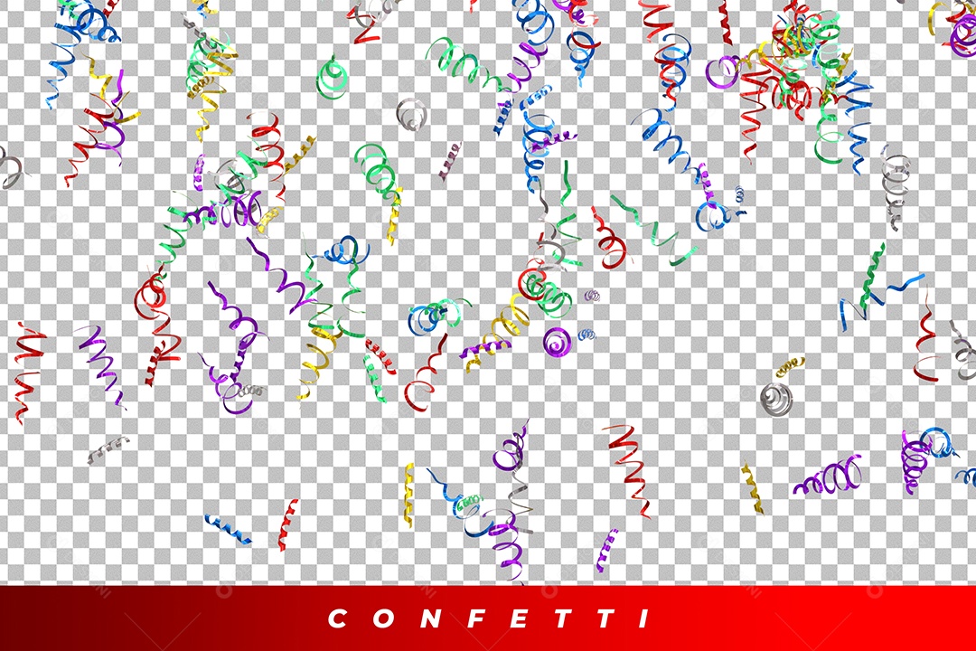 Elemento 3D Confetes Coloridos para Composição PSD
