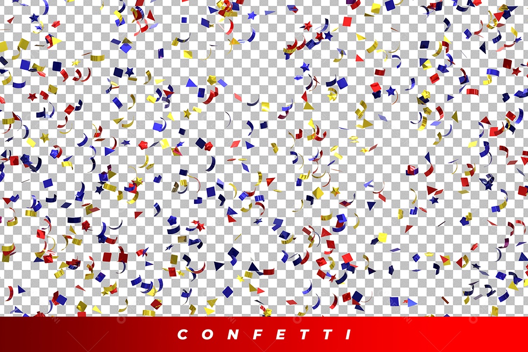 Confetes Elemento 3D Coloridos para Composição PSD