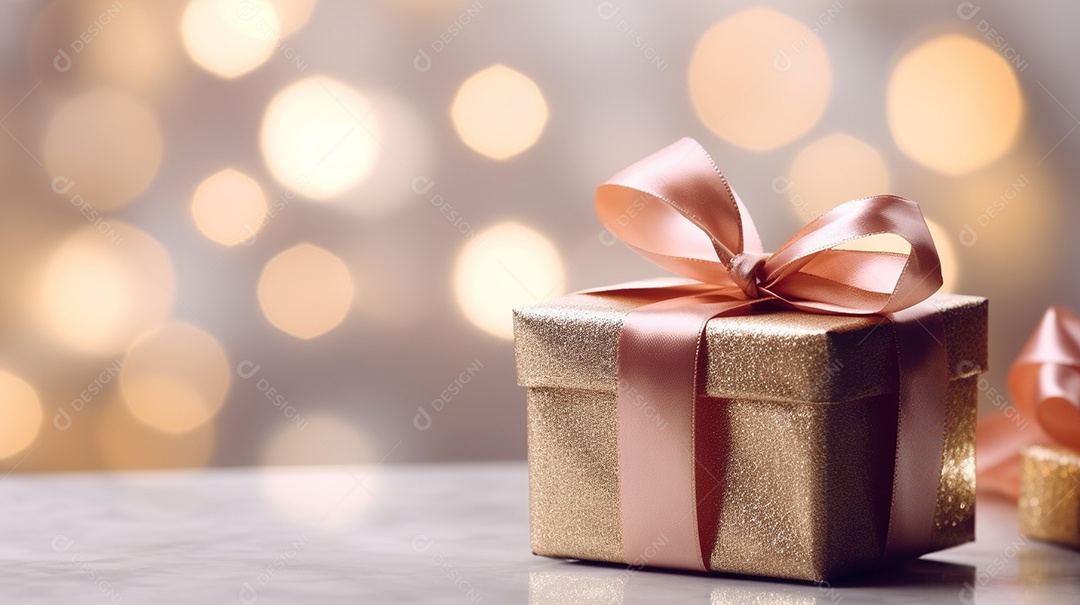 Um presente com um grande e lindo laço em primeiro plano