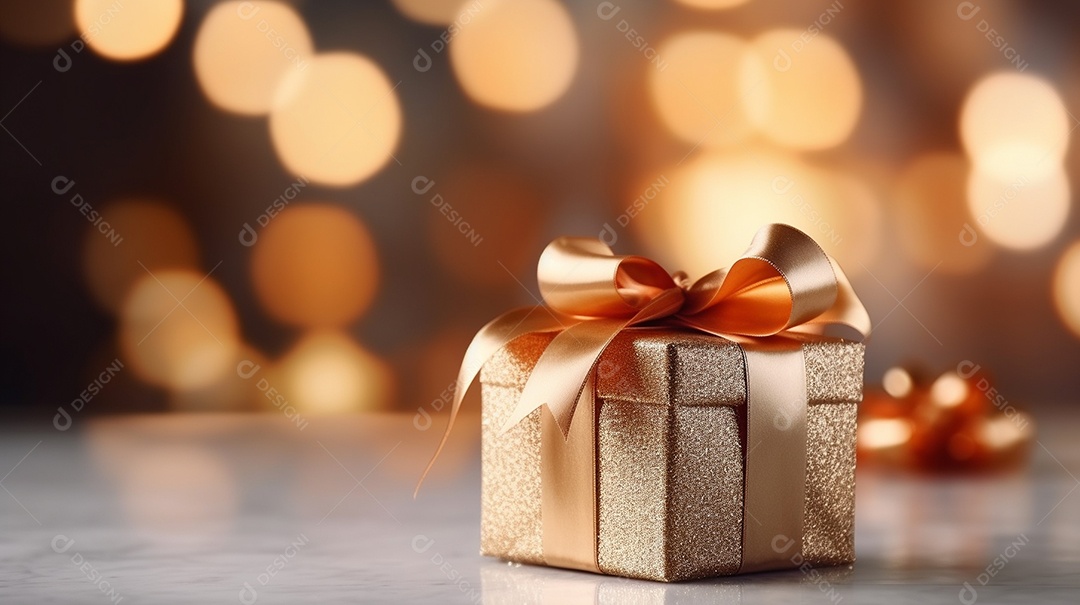 Um presente com um grande e lindo laço em primeiro plano