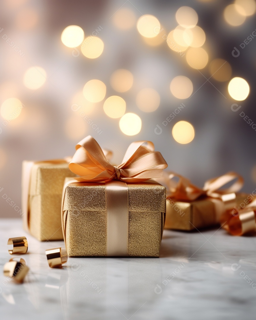 Um presente com um grande e lindo laço em primeiro plano