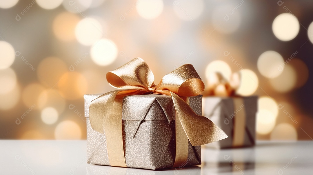 Um presente com um grande e lindo laço em primeiro plano