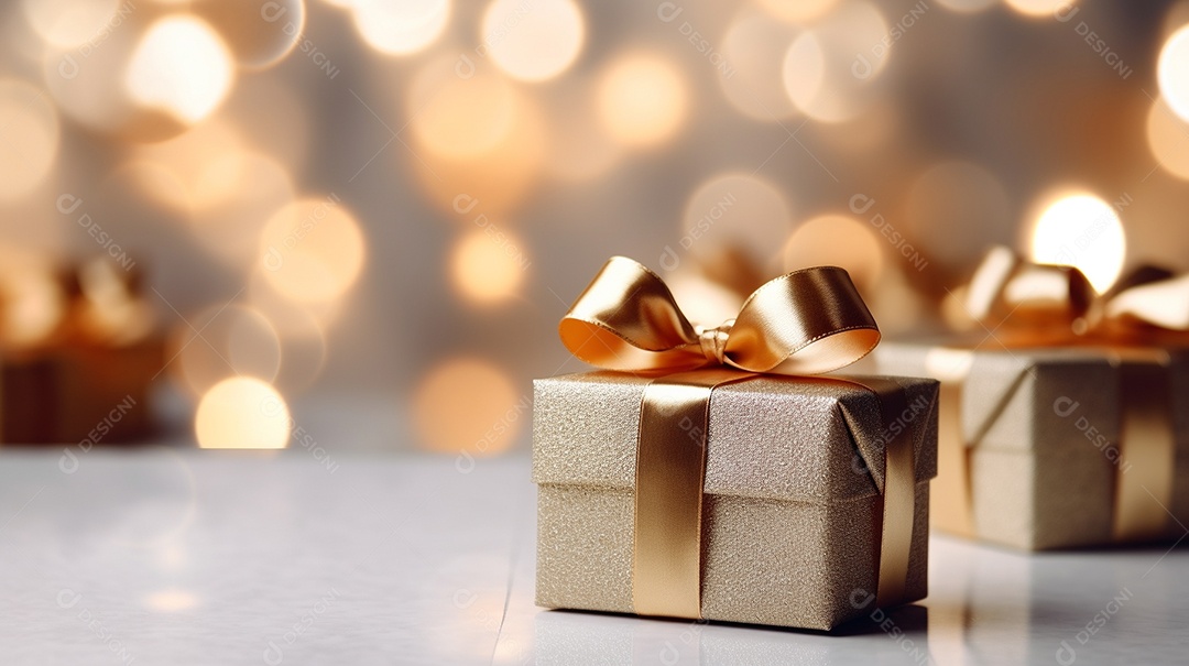 Um presente com um grande e lindo laço em primeiro plano