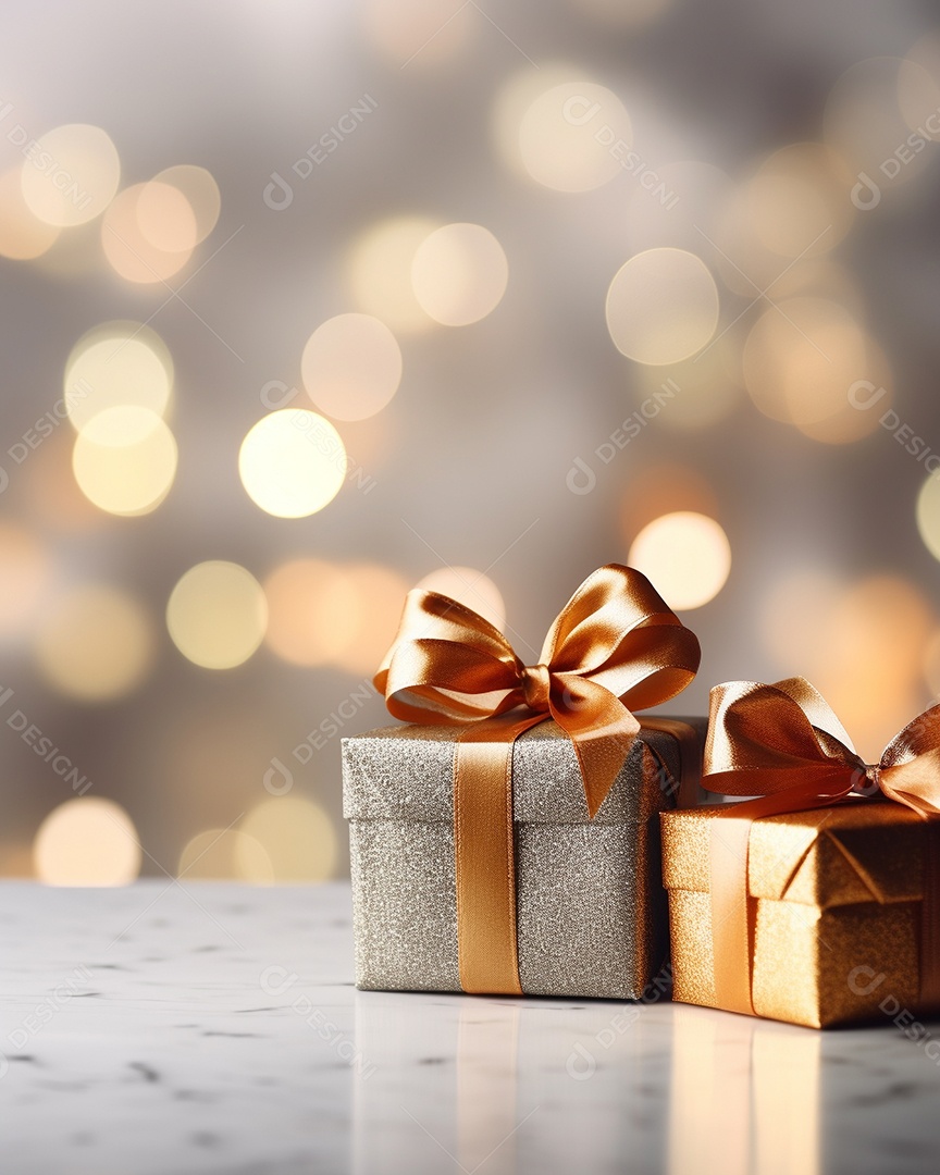 Um presente com um grande e lindo laço em primeiro plano